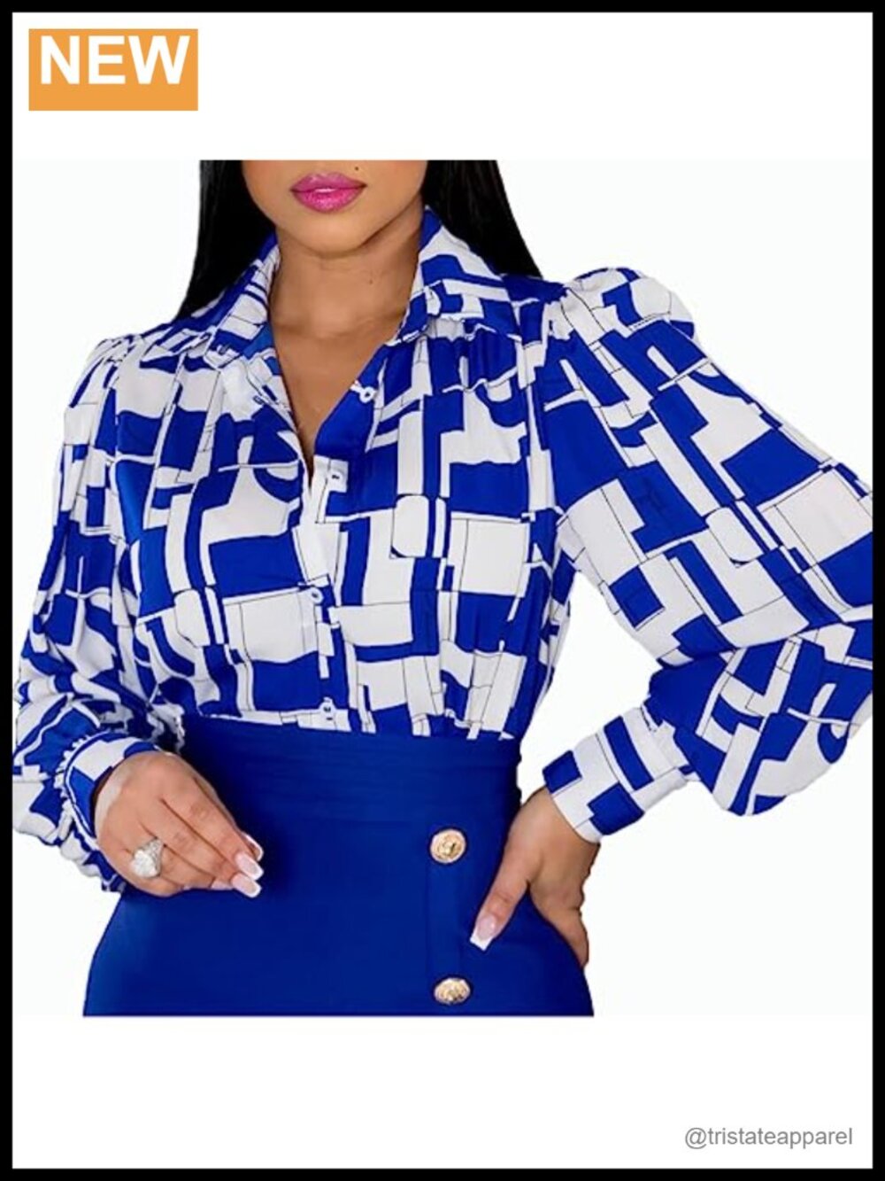 Women's Floral V-Neck Long Sleeve Button Down Shirt Blouse